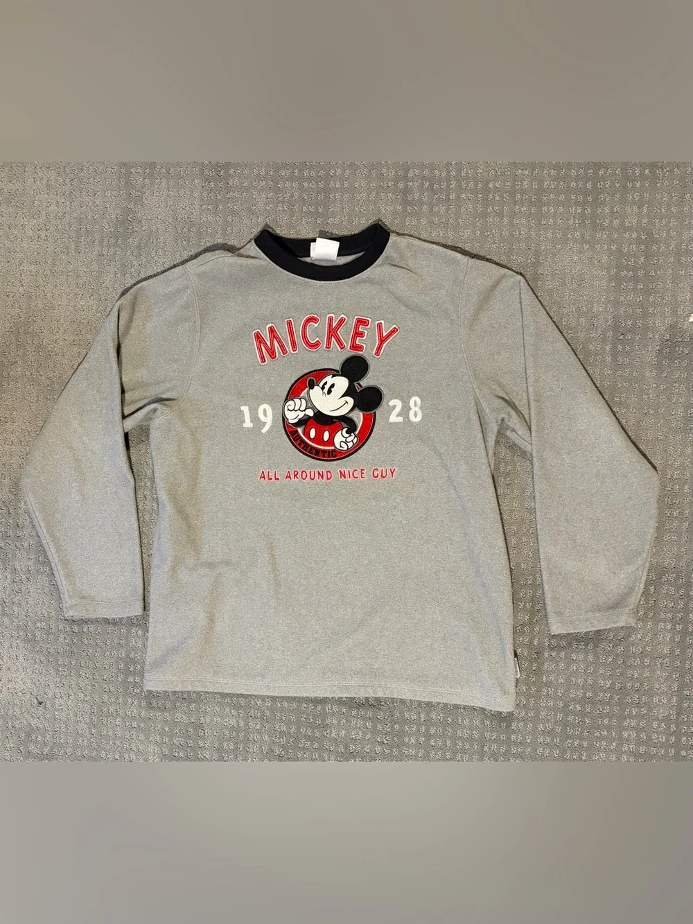 Vintage Disney Store Exclusive Grey Fleece Mickey Mouse Sweater